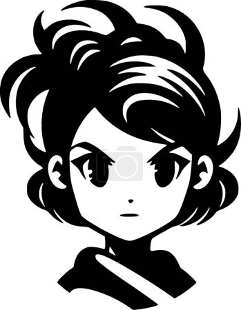 Ilustración de Anime - logo minimalista y plano - ilustración vectorial - Imagen libre de derechos
