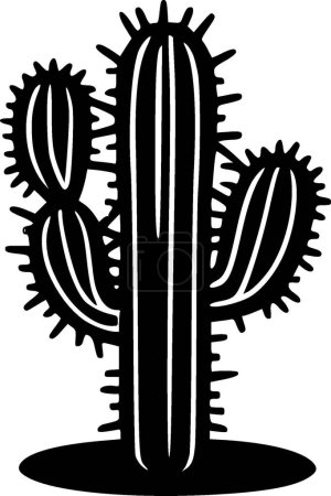 Ilustración de Cactus - icono aislado en blanco y negro - ilustración vectorial - Imagen libre de derechos
