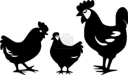 Illustration for Chickens - black and white isolated icon - vector illustration - Royalty Free Image