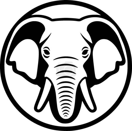 Illustration for Elephant - black and white isolated icon - vector illustration - Royalty Free Image