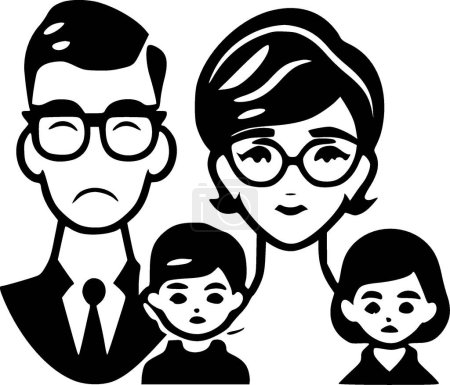 Illustration for Family - black and white vector illustration - Royalty Free Image