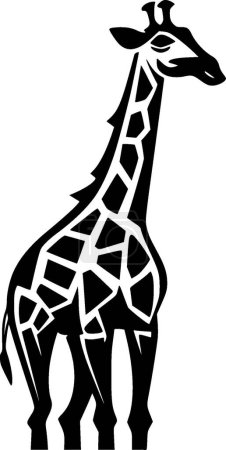Téléchargez les illustrations : Girafe icône isolée noir et blanc illustration vectorielle - en licence libre de droit