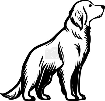 Golden retriever - black and white isolated icon - vector illustration
