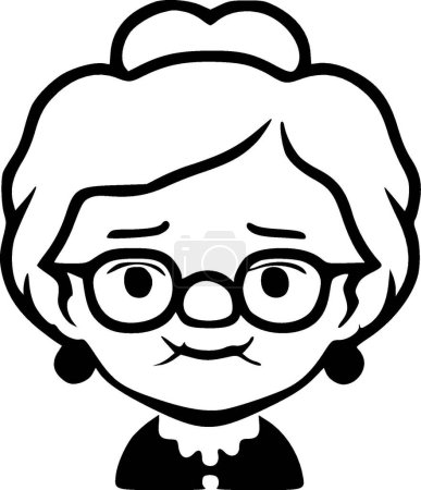 Illustration for Grandma - black and white vector illustration - Royalty Free Image