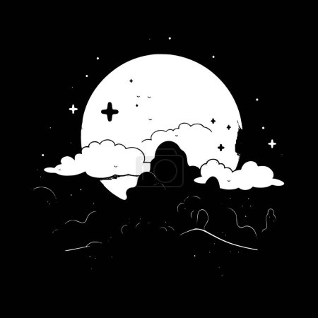 Ilustración de Cielo nocturno - silueta minimalista y simple - ilustración vectorial - Imagen libre de derechos