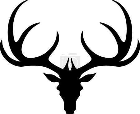Illustration for Reindeer antlers - black and white isolated icon - vector illustration - Royalty Free Image
