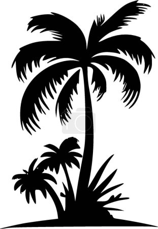 Illustration for Tropical - black and white vector illustration - Royalty Free Image