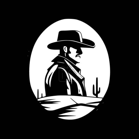 Ilustración de Western - icono aislado en blanco y negro - ilustración vectorial - Imagen libre de derechos