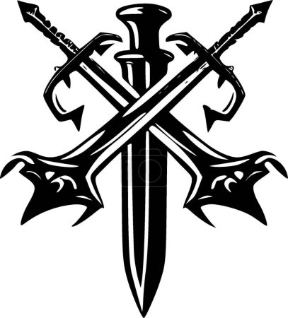 Ilustración de Espadas cruzadas - logo minimalista y plano - ilustración vectorial - Imagen libre de derechos