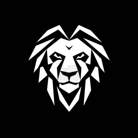Téléchargez les illustrations : Lion - icône isolée en noir et blanc - illustration vectorielle - en licence libre de droit