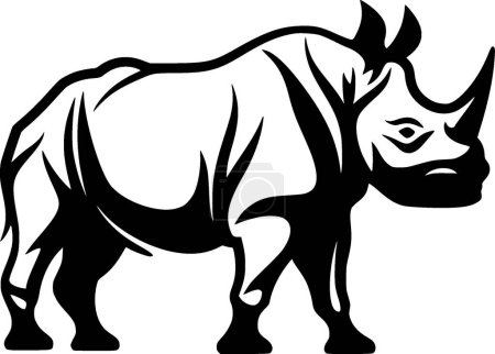 Illustration for Rhinoceros - black and white isolated icon - vector illustration - Royalty Free Image