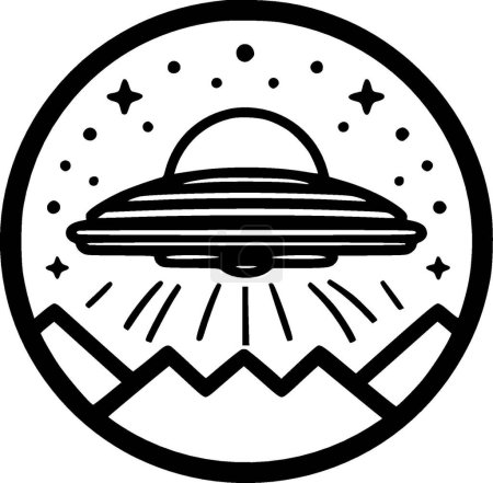 Ilustración de Ufo - ilustración vectorial en blanco y negro - Imagen libre de derechos