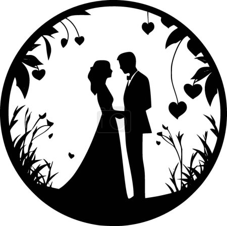Wedding - minimalist and flat logo - vector illustration