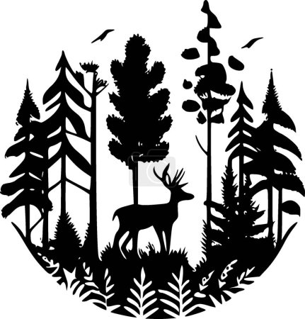 Téléchargez les illustrations : Woodland - silhouette minimaliste et simple - illustration vectorielle - en licence libre de droit