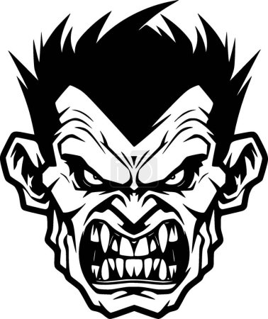 Illustration for Zombie - black and white vector illustration - Royalty Free Image