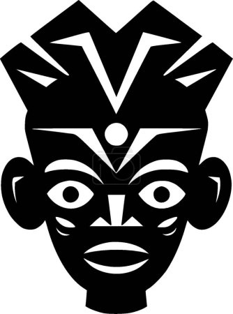 Illustration for African - black and white vector illustration - Royalty Free Image
