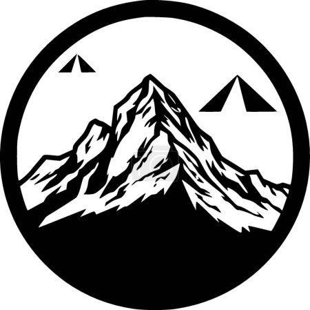 Ilustración de Cordillera - ilustración vectorial en blanco y negro - Imagen libre de derechos