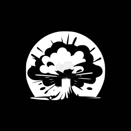 Ilustración de Explosión nuclear - ilustración vectorial en blanco y negro - Imagen libre de derechos