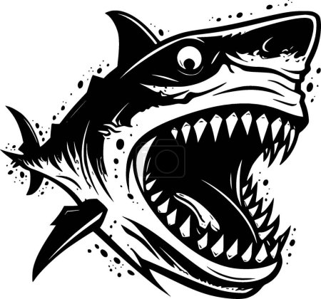 Téléchargez les illustrations : Requin - logo plat et minimaliste - illustration vectorielle - en licence libre de droit