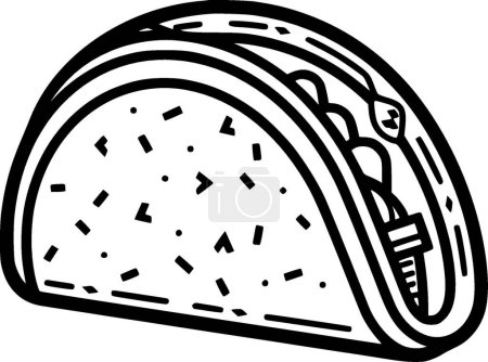 Ilustración de Taco - ilustración vectorial en blanco y negro - Imagen libre de derechos