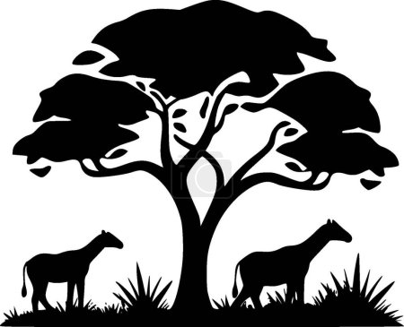 Illustration for Africa - black and white vector illustration - Royalty Free Image