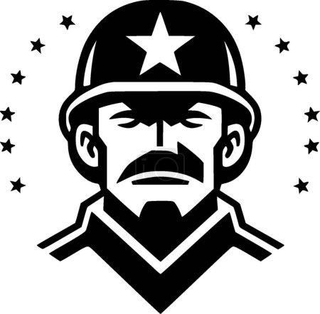 Illustration for Army - black and white vector illustration - Royalty Free Image