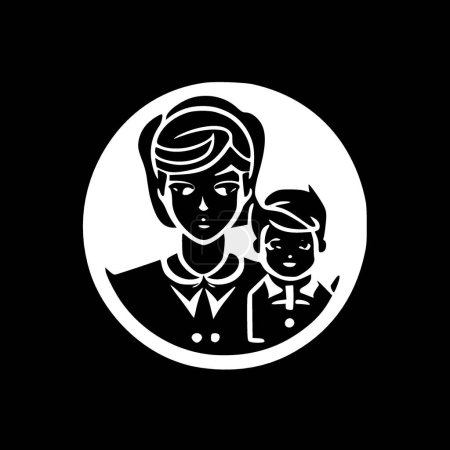 Ilustración de Boy mamá - icono aislado en blanco y negro - ilustración vectorial - Imagen libre de derechos