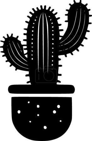 Ilustración de Cactus - ilustración vectorial en blanco y negro - Imagen libre de derechos