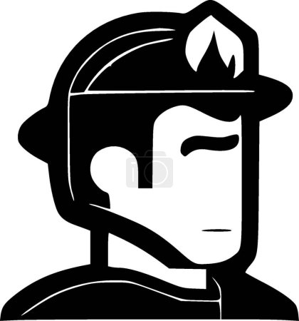 Illustration for Firefighter - black and white isolated icon - vector illustration - Royalty Free Image