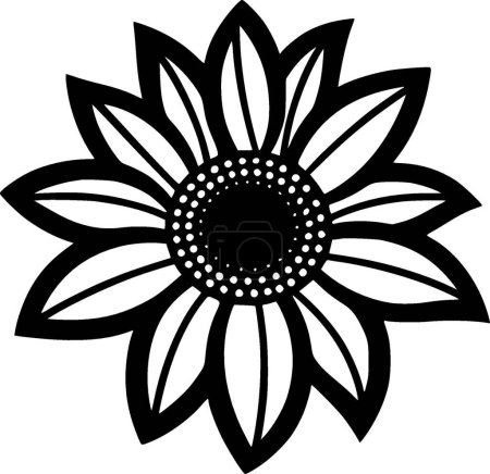Ilustración de Flor - ilustración vectorial en blanco y negro - Imagen libre de derechos