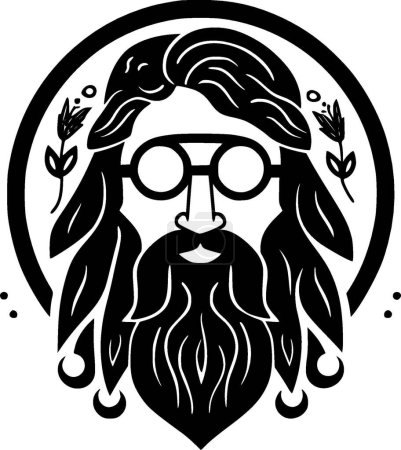Illustration for Hippie - black and white isolated icon - vector illustration - Royalty Free Image