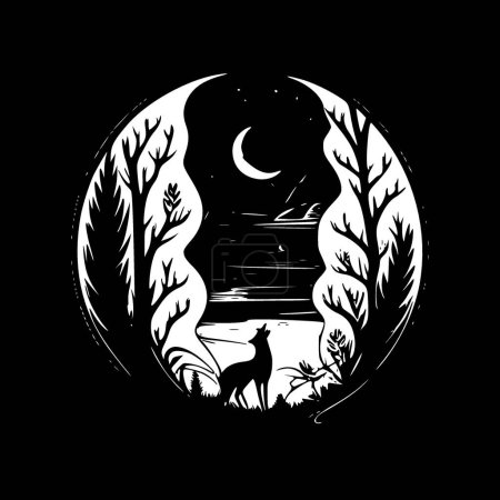 Illustration for Mystical - black and white isolated icon - vector illustration - Royalty Free Image