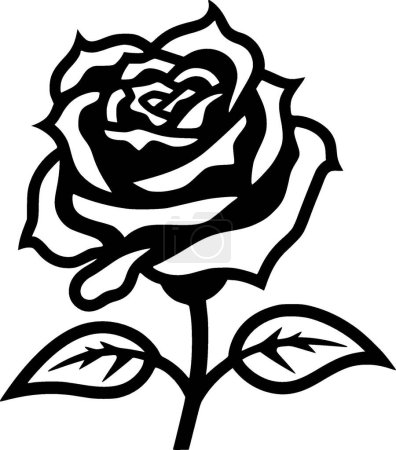 Téléchargez les illustrations : Rose - silhouette minimaliste et simple - illustration vectorielle - en licence libre de droit