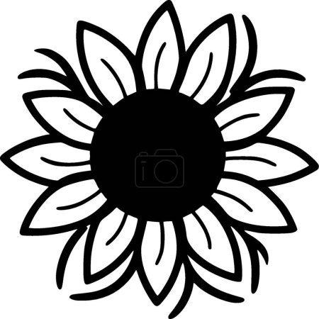 Téléchargez les illustrations : Tournesol - icône isolée en noir et blanc - illustration vectorielle - en licence libre de droit