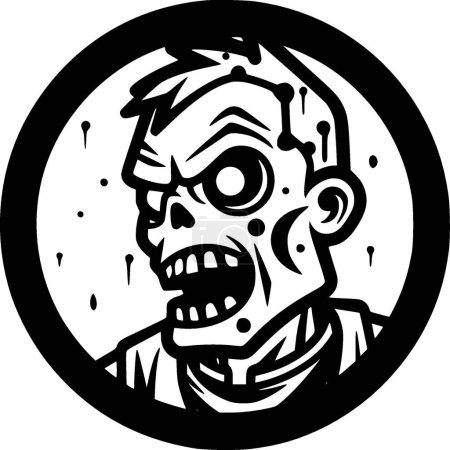 Ilustración de Zombie - ilustración vectorial en blanco y negro - Imagen libre de derechos