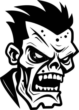 Téléchargez les illustrations : Zombie - icône isolée en noir et blanc - illustration vectorielle - en licence libre de droit