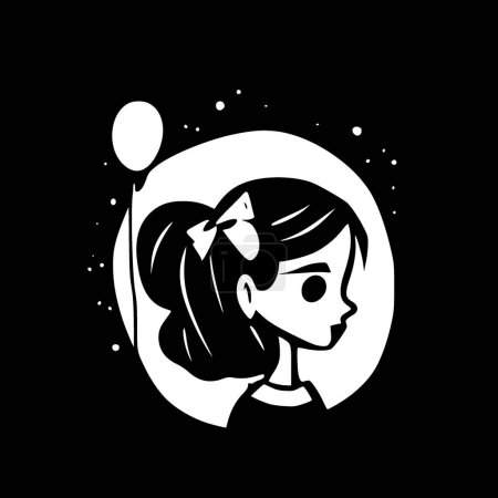 Téléchargez les illustrations : Anniversaire fille - icône isolée noir et blanc - illustration vectorielle - en licence libre de droit