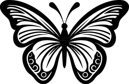 Illustration for Butterfly - black and white isolated icon - vector illustration - Royalty Free Image