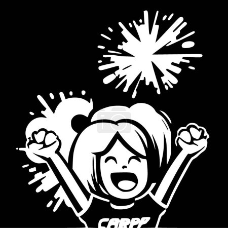 Illustration for Cheer - black and white vector illustration - Royalty Free Image