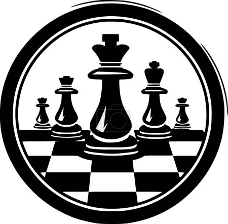 Illustration for Chess - black and white isolated icon - vector illustration - Royalty Free Image