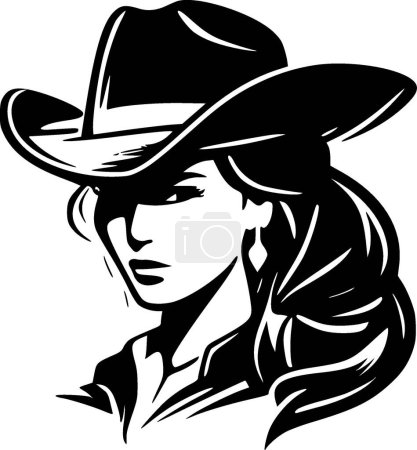 Illustration for Cowgirl - minimalist and simple silhouette - vector illustration - Royalty Free Image