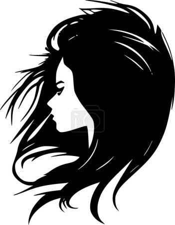 Cheveux - illustration vectorielle noir et blanc