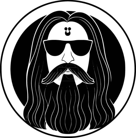 Ilustración de Hippie - silueta minimalista y simple - ilustración vectorial - Imagen libre de derechos