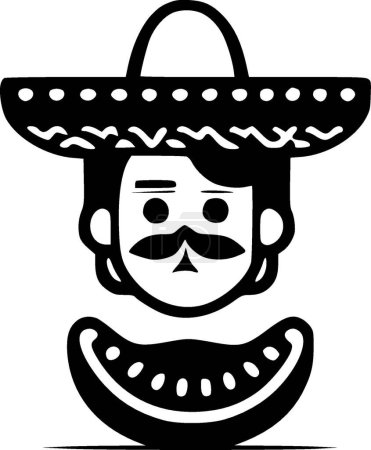 Ilustración de Mexicano - ilustración vectorial en blanco y negro - Imagen libre de derechos
