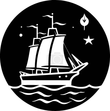 Illustration for Nautical - minimalist and flat logo - vector illustration - Royalty Free Image