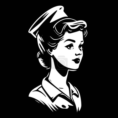 Ilustración de Enfermera - logo minimalista y plano - ilustración vectorial - Imagen libre de derechos