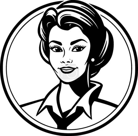 Ilustración de Enfermera - icono aislado en blanco y negro - ilustración vectorial - Imagen libre de derechos