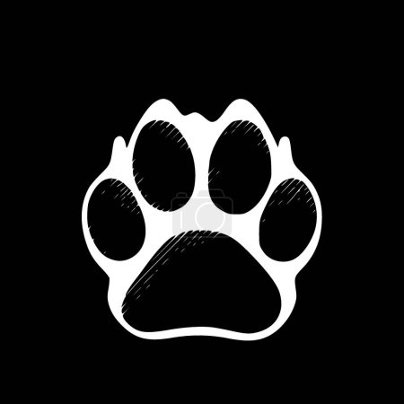 Illustration for Paw print - black and white isolated icon - vector illustration - Royalty Free Image
