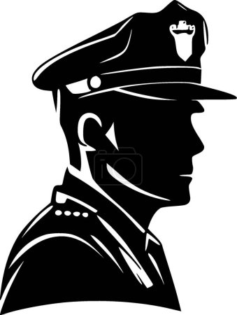 Téléchargez les illustrations : Police - icône isolée en noir et blanc - illustration vectorielle - en licence libre de droit