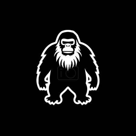 Téléchargez les illustrations : Bigfoot - icône isolée en noir et blanc - illustration vectorielle - en licence libre de droit